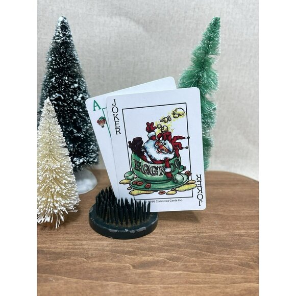 Vintage Christmas Playing Cards Trade Swap Cards Collectible 1988 Set Of 2 - Picture 3 of 7